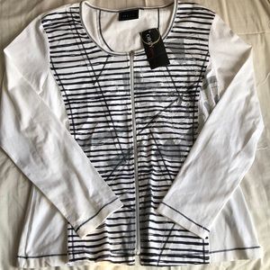 ORLY Sport Zipper blouse White and Navy BNT